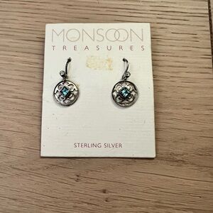 Monsoon Sterling Silver Earrings with Blue Gemstone